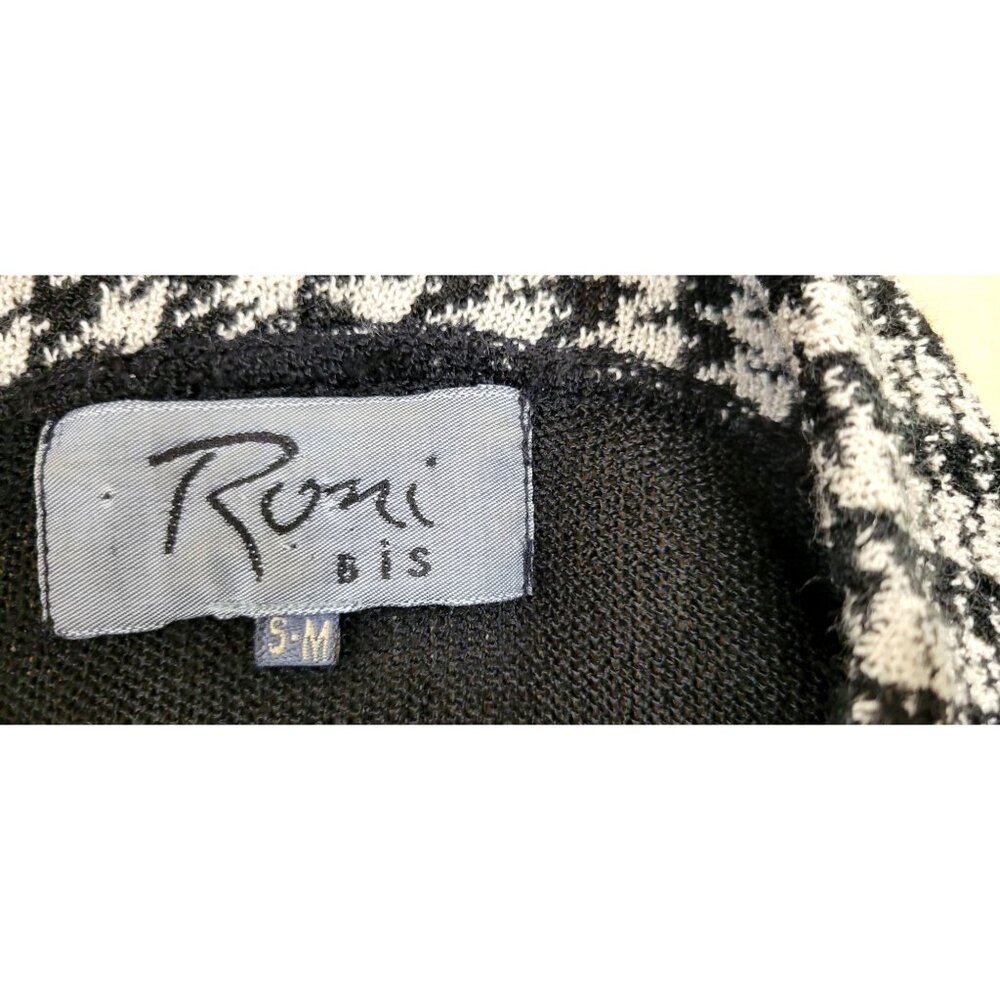 Roni Bis Black Houndstooth Color Block Mock Neck Pullover Vintage Sweater - Picture 6 of 6